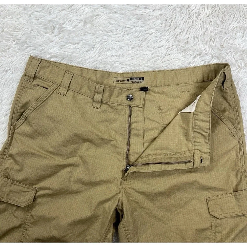 Carhartt Shorts Khaki Relaxed Fit Ripstop Cargo Work Force Mens Size 44 BS3543 - Picture 3 of 11